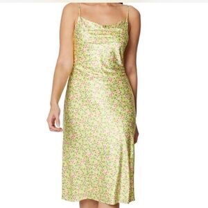 NWT BCBGeneration Cowl Neck Slip Dress in Summer Daisy (Yellow Floral) Size 10